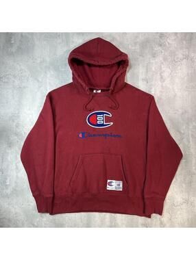 Vintage Burgundy Champion 100 Years Baggy Skater Hoodie